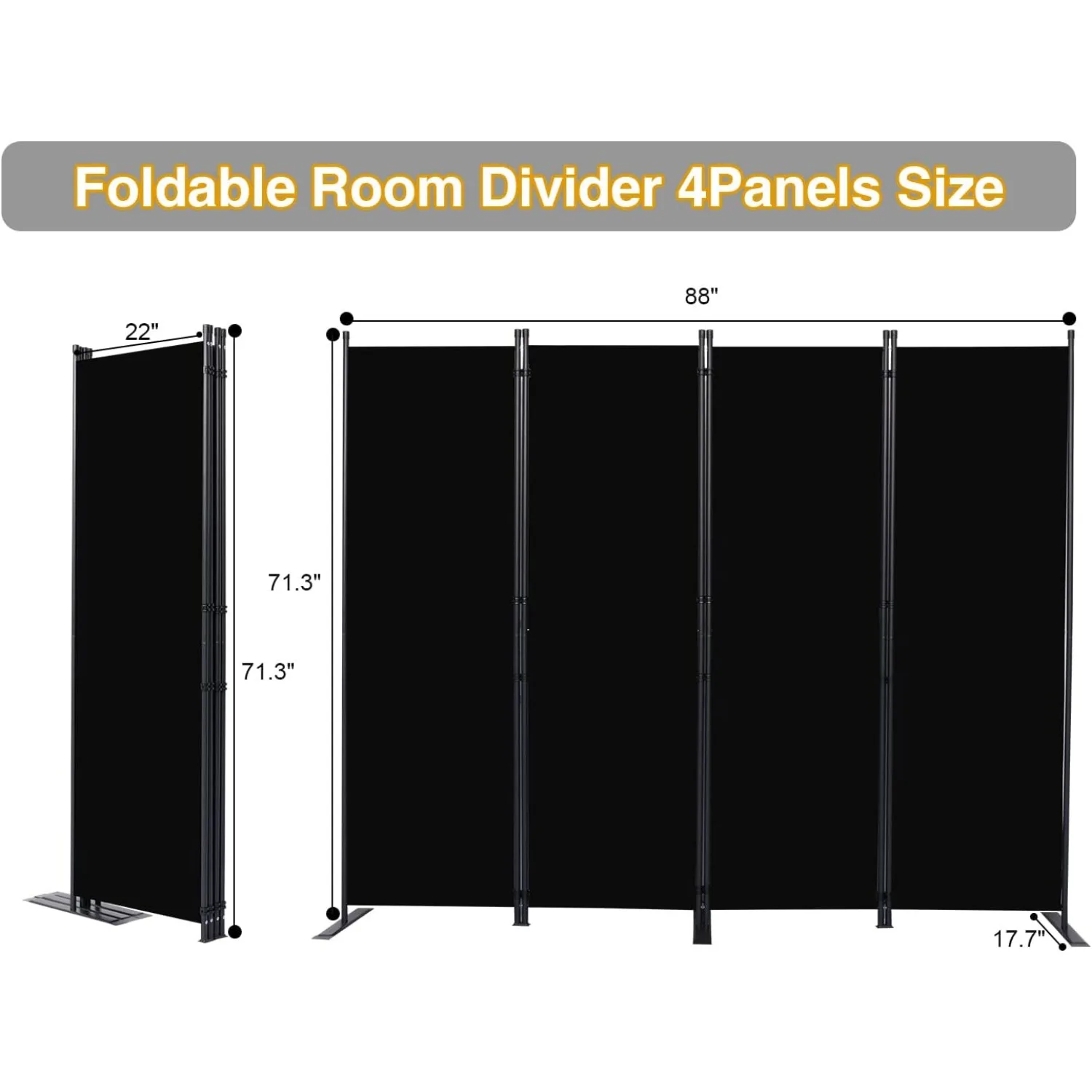 Écran de Confidentialité Pliable à 4 Panneaux, avec Pieds Plus Larges, Cloison Portable pour Mathiateur, 6 fédérations