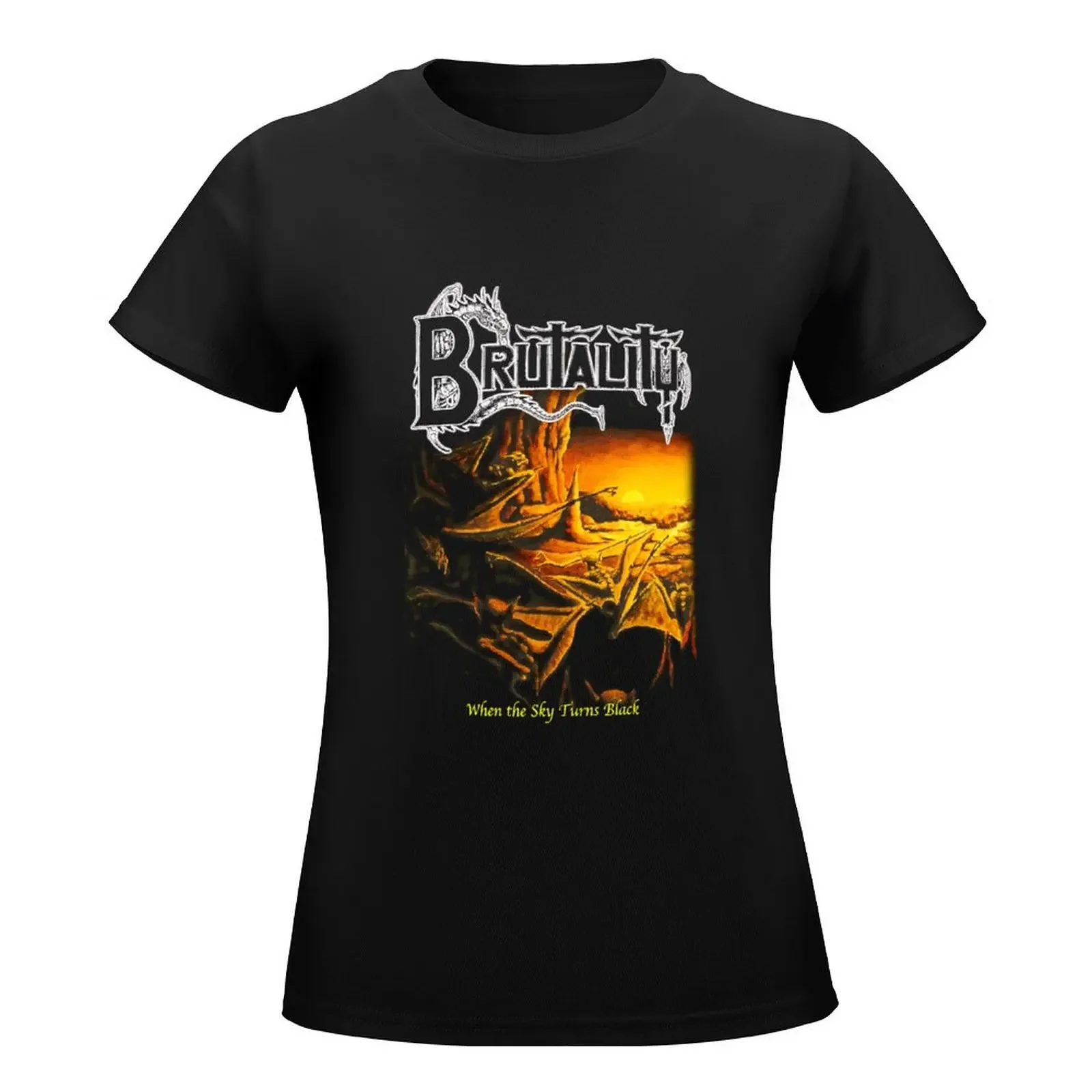 Brutality - When The Sky Turns Black Metal T-Shirt cute tops anime clothes graphics cotton t shirts Women