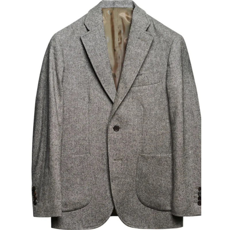 Veste de costume en Tweed grossier pour hommes, Blazer rétro, coupe ajustée, simple boutonnage, costume d'affaires décontracté de Style britannique d'automne et d'hiver
