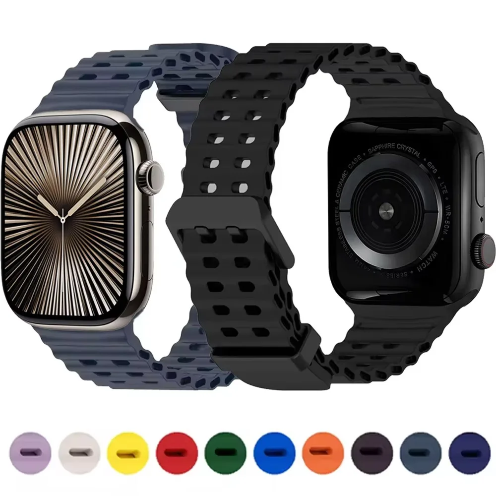 

Ocean Silicone Strap for Apple Watch Series 10 46mm 9 8 7 45mm 6 5 4 SE 44mm Bracelet Correa iWatch Ultra 2 49mm Sport Watchband