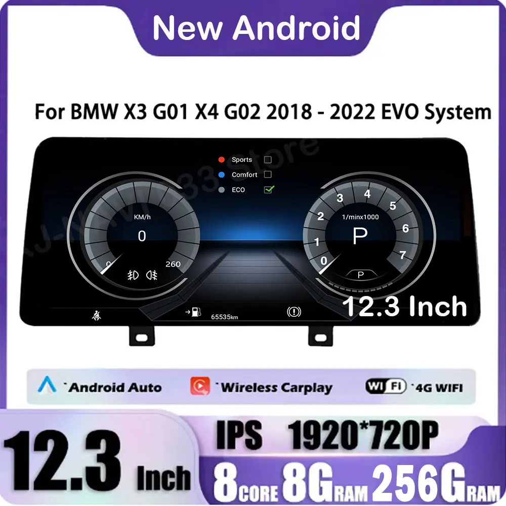 12.3 lnch 4G 1920X720P Android 14 For BMW X3 G01 X4 G02 2018 - 2022 EVO System Auto Multimedia Player Carplay Radio GPS