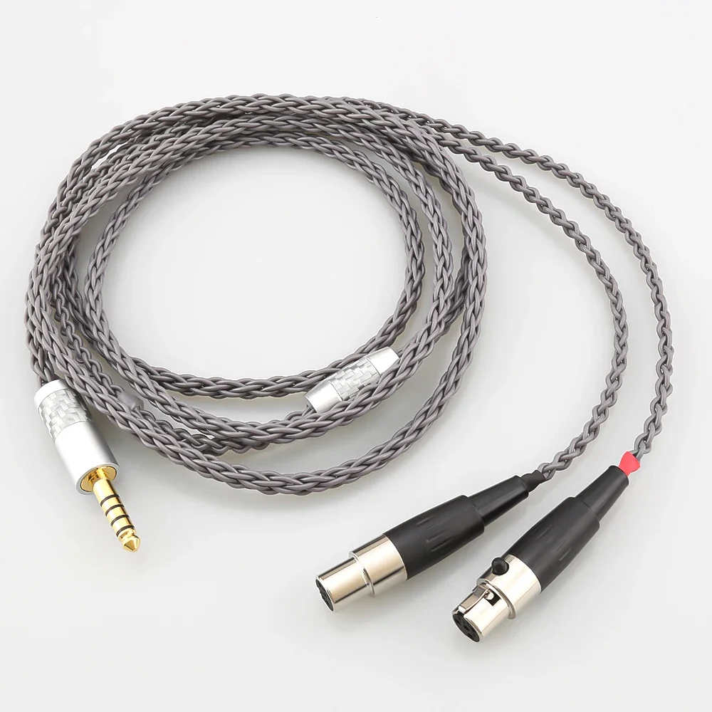 8 Core HIFI 4pin OCC 3.5 4.4mm XLR Balanced Earphone Headphone Upgrade Cable Silver Plated for Audeze LCD 3 LCD-2 LCD2 LCD-4
