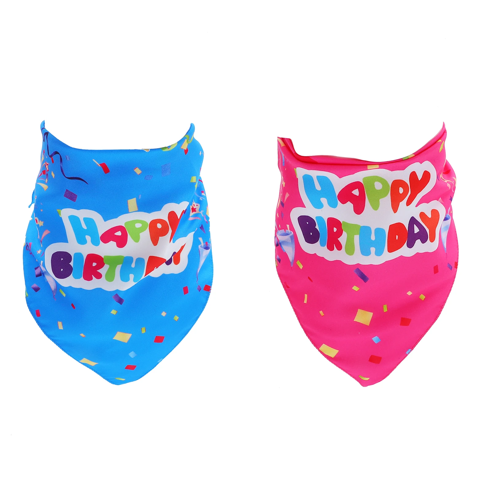 

2 Pcs Birthday Saliva Towel Dog Bib Collar Pet Bandanas Cotton Polyester Puppy Triangle Scarf