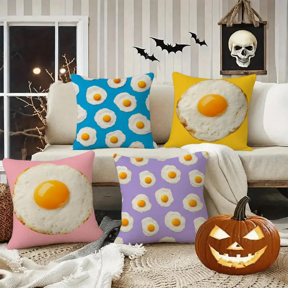 Pizza, huevo frito Cushion Cover Halloween decoration trick or treat cushion cover, ghost, pumpkin head, bat decoration