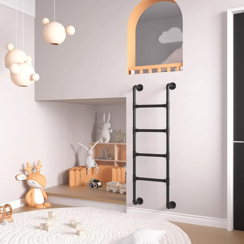 

Basement Window Well Egress Ladder,Durable&Safe, Black Wrought Iron Attic Bunk Bed Ladder,Emergency Fire Climbing Ladder