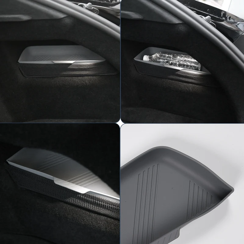 For Tesla Model S 2022-2023 Trunk Right Storage Box Silicone Trunk Side Storage Partition Stowing Tidying Grey Replacement Parts