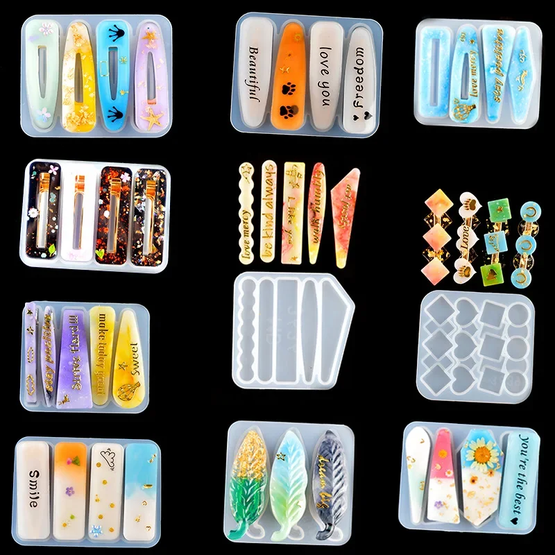 DIY Epoxy Resin Hair Clip Hairpin Silicone Mold For Jewelry Hand Making Accessories Crafts Supplies Crystal Resin Casting Moulds