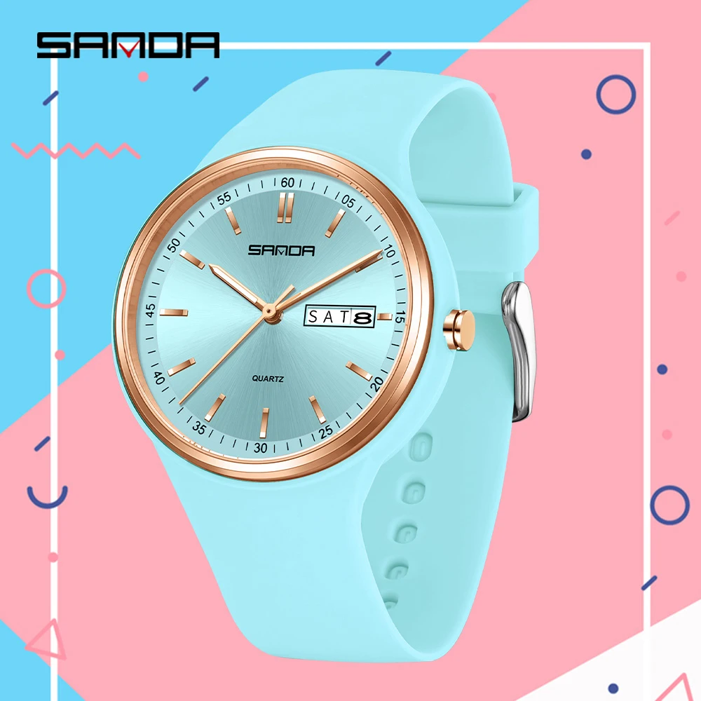 SANDA Top 6213 Male and Female Student Watches Casual Simple Dual Calendar Fashion Male and Female Student Quartz Watches 2025