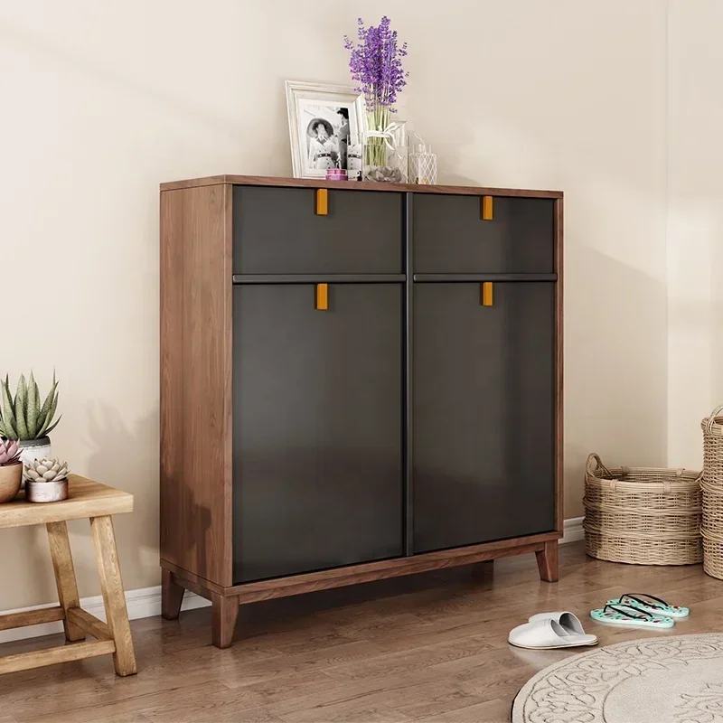 

#Wholesale Modern Living Room Furniture Storage Shoe Cabinet Black Wooden Shoe Cabinet Rack