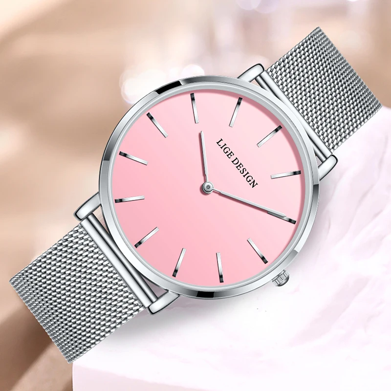 LIGE Elegant Women Watch Fashion Simple Ladies Watch Quartz Clock Lady Watch Waterproof Ultra-Thin Women Watch Relogio Feminino