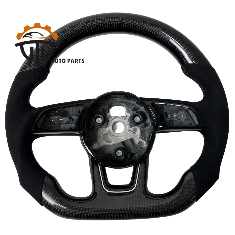 

Replacement Real Glossy Carbon Fiber Steering Wheel With Perforated Leather For Audi RS3 RS4 RS5