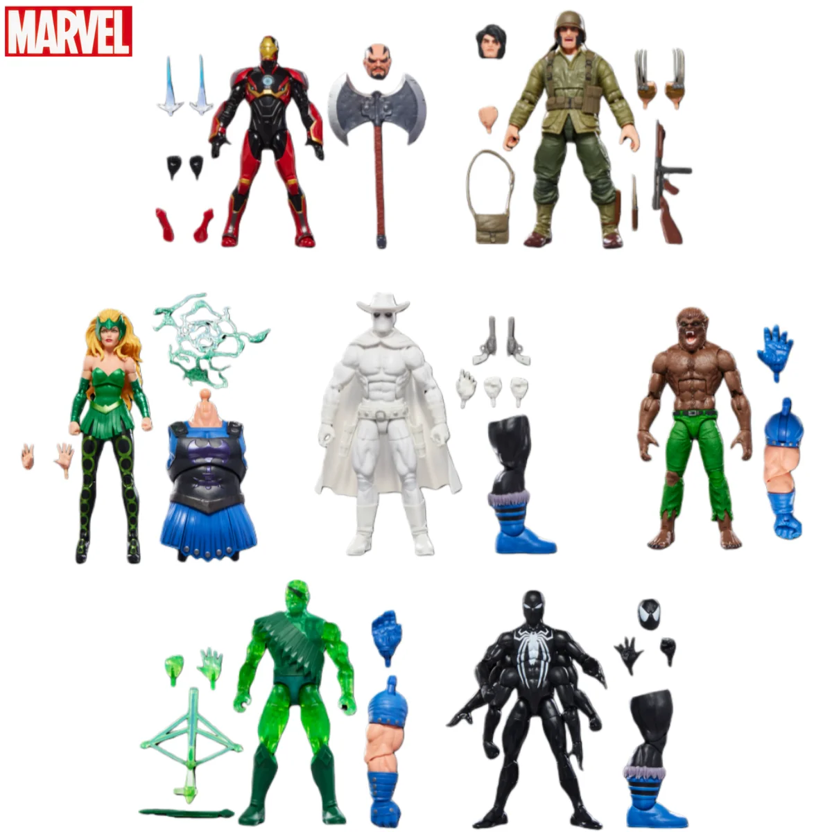 

Marvel Legends Dark Avengers Action Figure Set - Spider-Man Enchantress Wolverine Wwii Logan Warbow Phantom Rider Collectible Kt