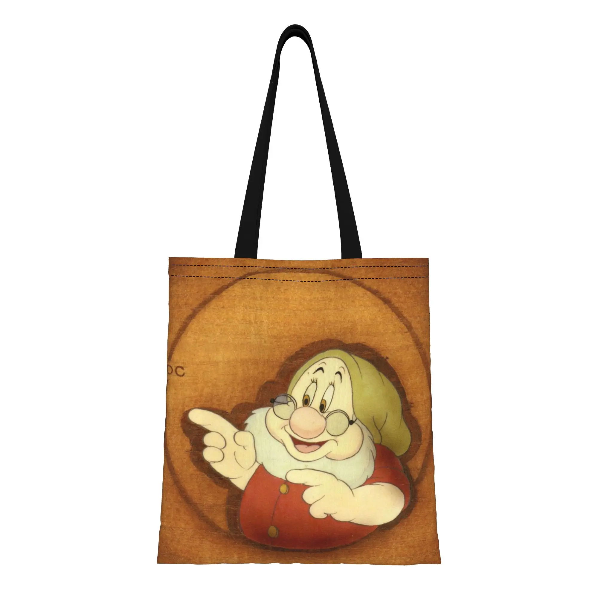 

Оригинальная анимационная сумка-шоппер с изображением Семи гномов на холсте, с рисунком из мультфильма «Белоснежка и семь гномов», женская сумка с верхней ручкой