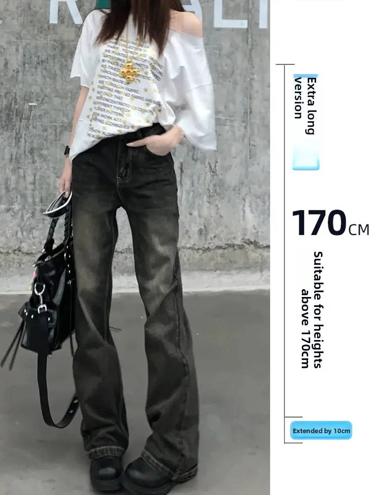 

Extended American Sle Bell Bot Jeans Women Loose Fit Casual Autumn Winter New Sle Charcoal Tea Color Jeans