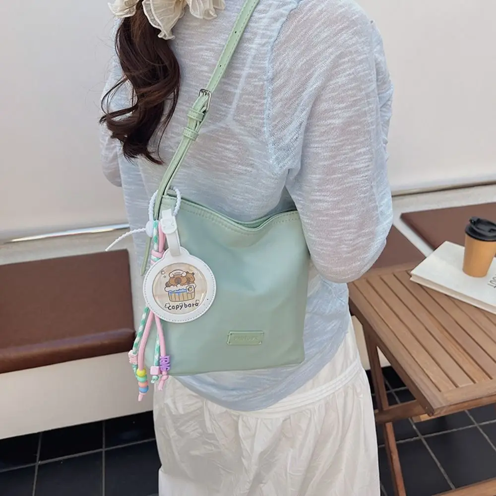 

Fashion Korean Style Nylon Tote Bag Pure Color Handbag Underarm Bag Large Capacity All-match Bucket Bag Girls