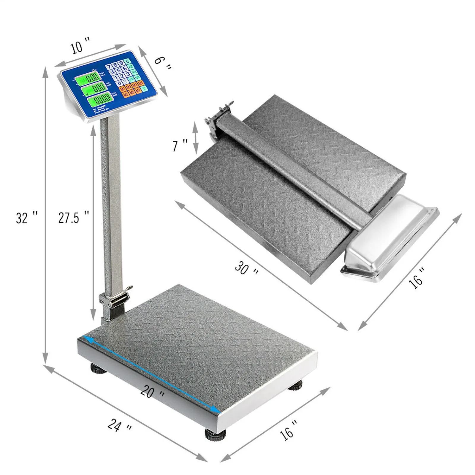 660lbs Weight Platform Computing Digital Floor Scale for Weighing Luggage Silver United States