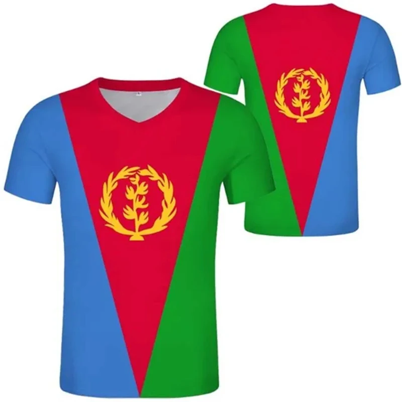 Eritrea Flag Printed Men\'s T Shirt Daily Casual Oversized Tees Fashion Short Sleeve Gym Tops Oversized T-shirts Men Clothing