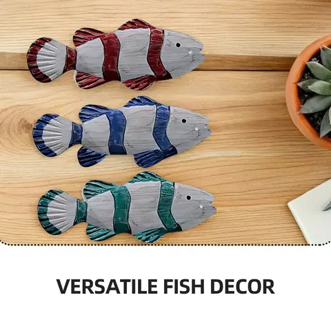 3 st väggbonader i trä med fisk i medelhavsstil, kustnära, nautisk fiskskulptur, havstema, för vardagsrum, sovrum 10 best sales träskulptur - №1