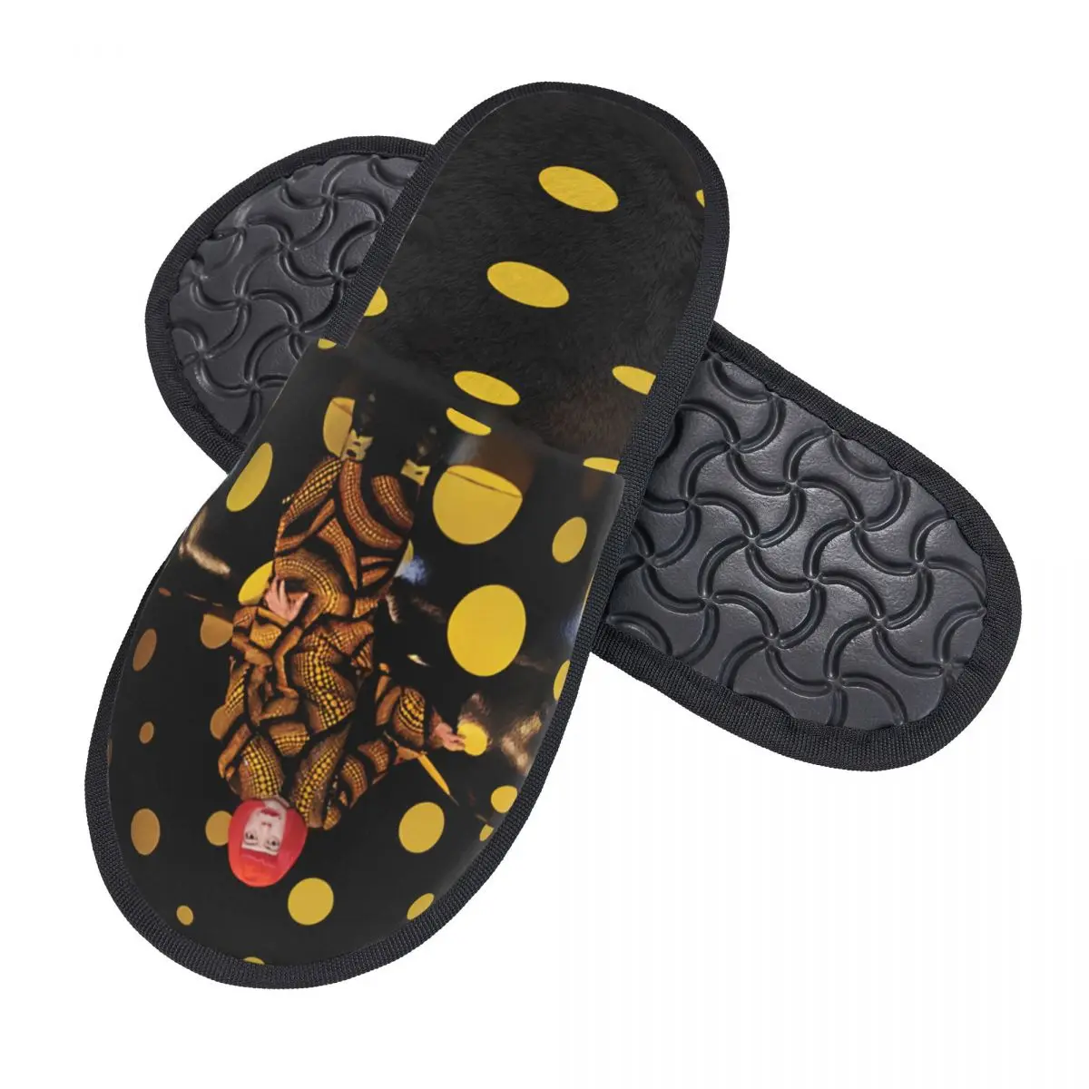 Custom Dots Obsession Night Yayoi Kusama Soft Memory Foam House Slippers Women Cozy Warm Anti-Skid Slipper