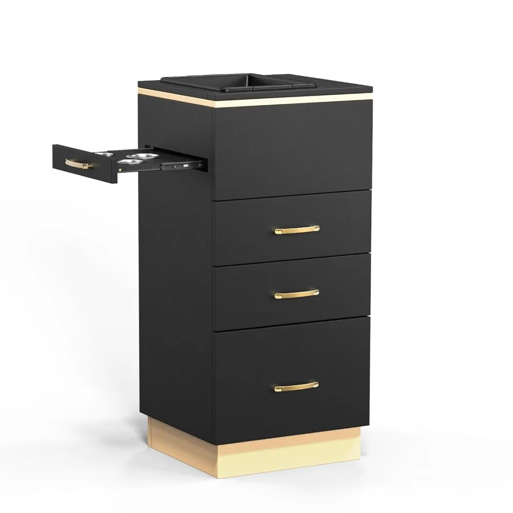 

Salon Storage Station, Barber Stations Beauty Salon Spa Equipment with 3 Drawers, a Storage Basin, 3 Hair Dryer Holders