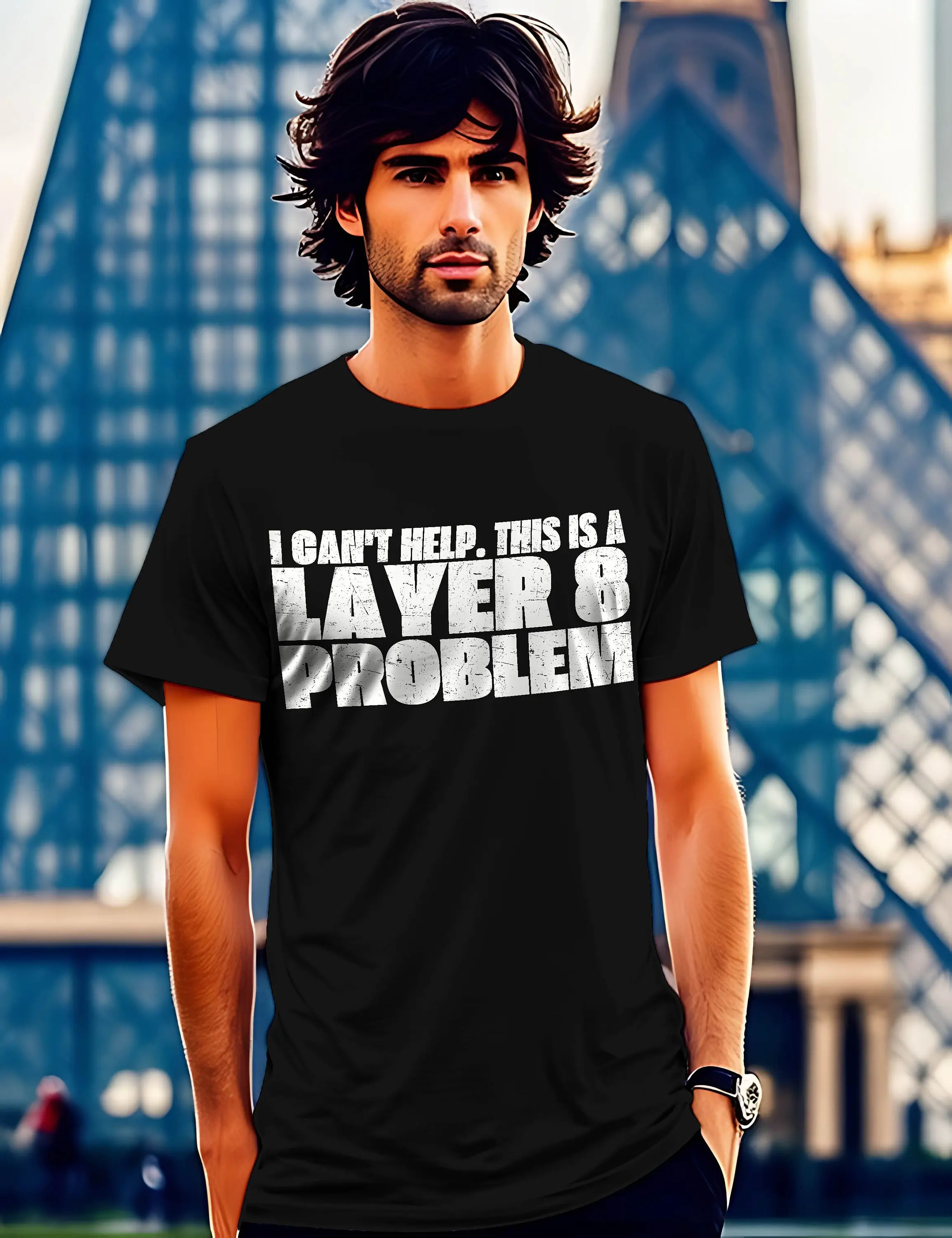 T Shirt Layer 8 Problem Für Techniker Programmierer Coder Admin Support Anwenderfehler Büro Arbeit Betrieb Geschenk 367Apt2