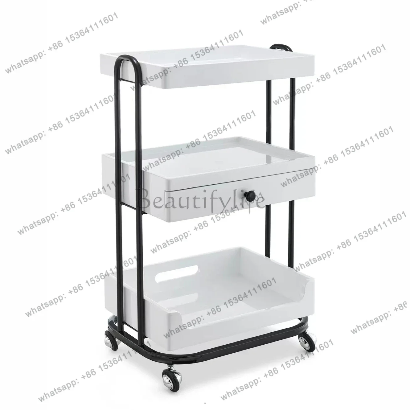 Factory Direct Sales Stainless Steel Luxury Rolling Cart Beauty Salon Utility Drawers Storage Salon Trolley Tool Salon Furniture 6