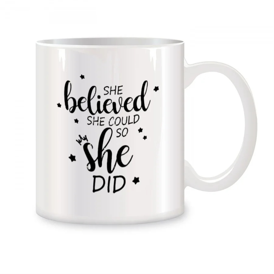 

She Believed She Could So She Did Mugs for Women Her Birthday Novelty Coffee Ceramic Tea Cups White 11 oz