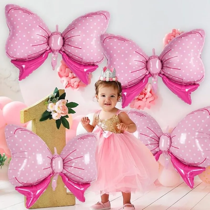 10/50 Stück rosa Schleifenballons für Mädchen, Folienballonbögen, Geschlecht offenbaren Dekorationen für Geburtstag, Hochzeit, Babyparty, Party-Dekoration