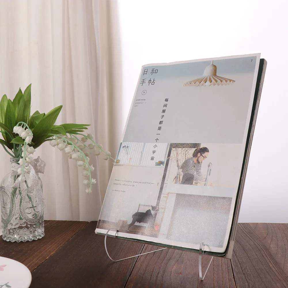 Easel Stand Acrylic Flat Plate Stand 60-Degree Angle Back Display Easel Stand Clear Multipurpose Book Stand Table Card