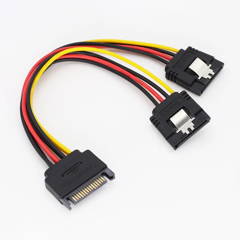 

SATA II Hard Disk Power 15Pin SATA Male To 2 Female 15Pin Power HDD Splitter High Quality Y 1 To 2 Extension Cable