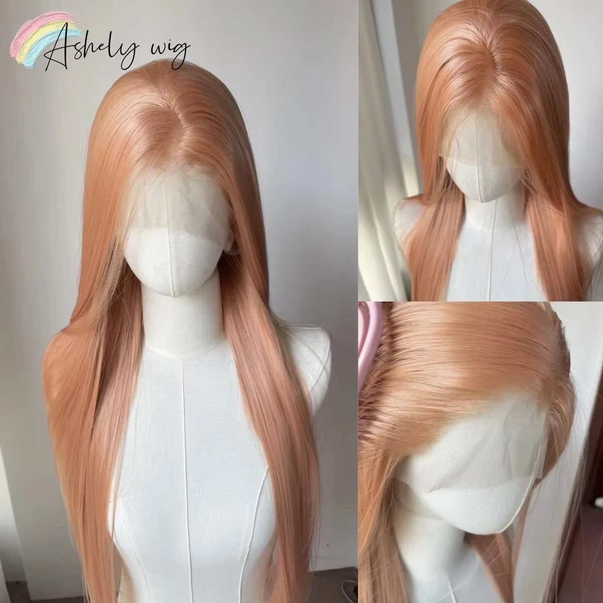 Light Orange Wig 13x4 Lace Front Wigs for Women Long Straight Hair Headband Wig for Cosplay Synthetic Lace Front Wig косплей