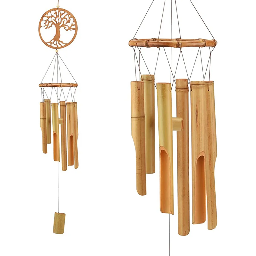 XSM Large Bamboo Coconut Wind Chimes Outdoor, Handmade Wooden Deep Tone Chime for Garden, Patio or Home Decor