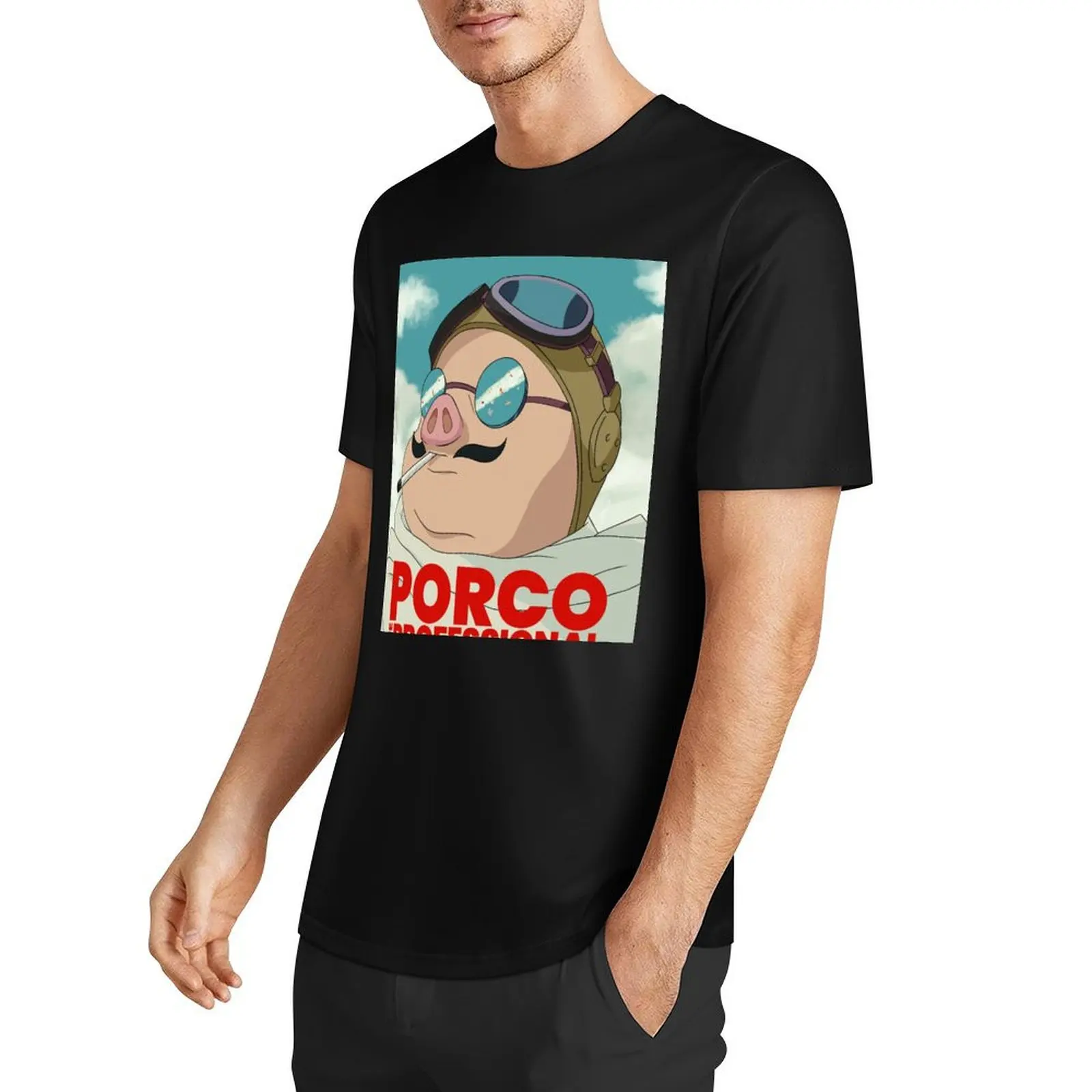 Porco Professional t-shirt masculina, top de verão, liso, anime, extragrande