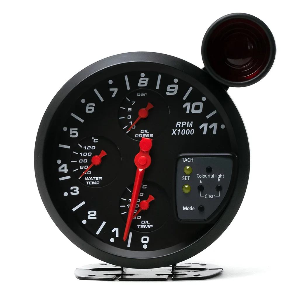 

Автомобильный манометр 12 В, 5 дюймов, тахометр 4-в-1, температура воды, температура масла, масляные манометры, многофункциональный манометр, функция сигнализации