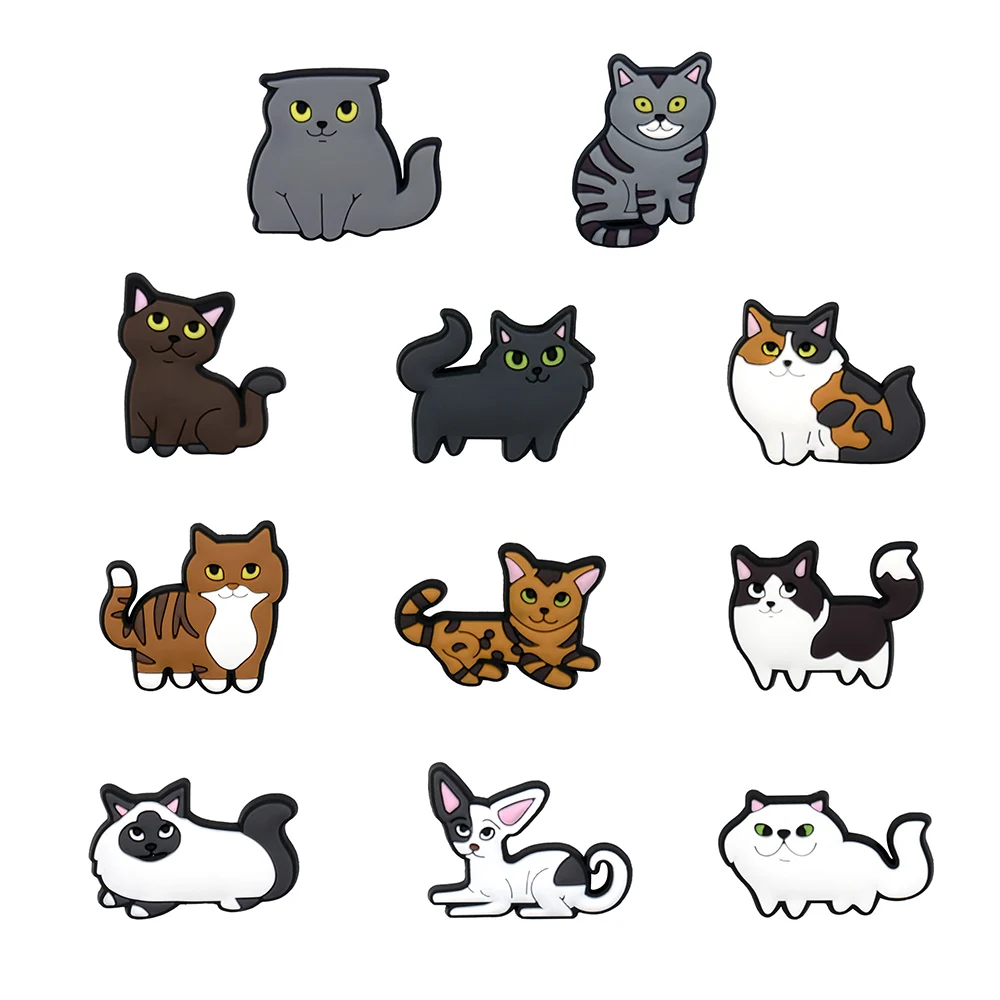 Cartoon Leopard Cat Animal Shoe Charms Accessories Decorations PVC Classic Clog Buckle for Kids Party Christmas Gifts