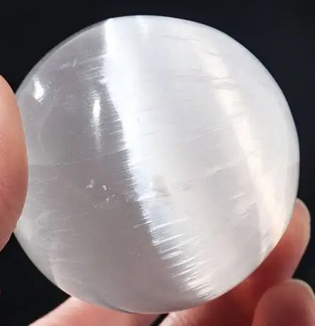 Natural Healing Stones Sphere White Selenite Crystal Ball 55mm-65mm for Home Decoration 1PC