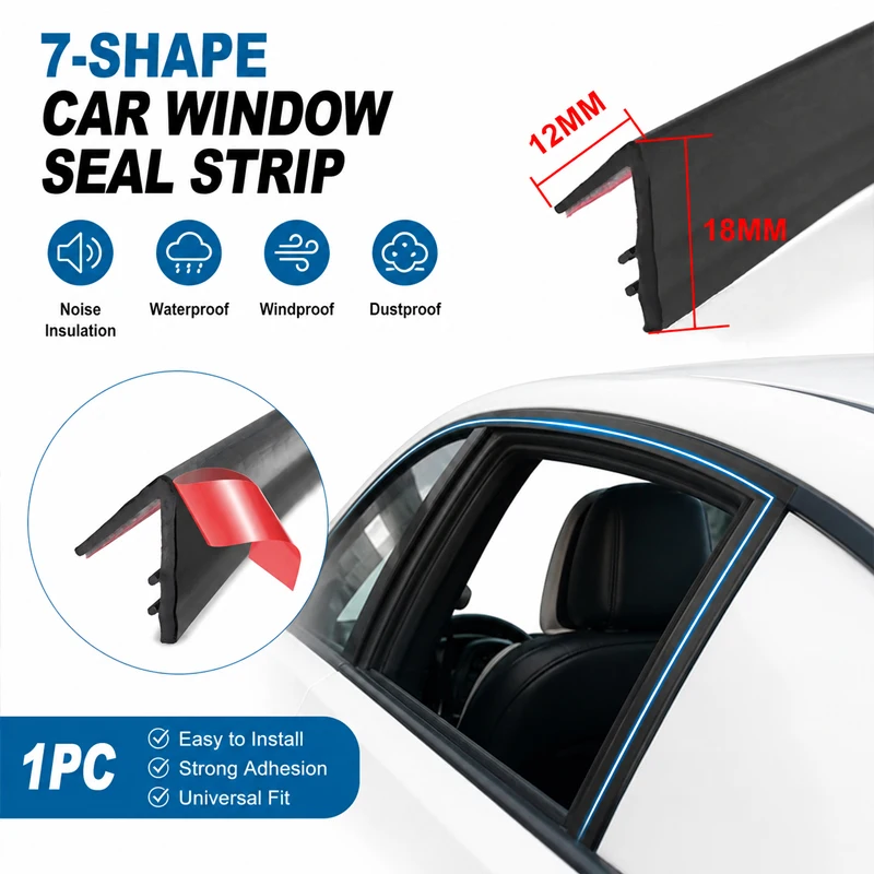 L-Style Vehicle Window Edge Rubber Sealing Strip, Auto Gap Insulation Weather Barrier for Wind Resistance, Waterproofing