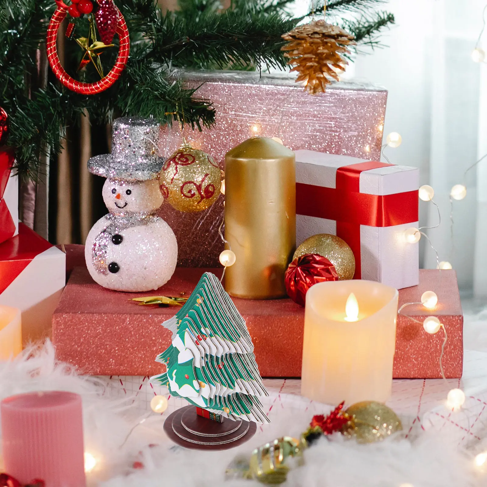 

1Set Christmas Tree 3D Paper Puzzle DIY Creative Xmas Decoration Kit Easy Assemble Kids Gift Handmade Puzzle Crafts