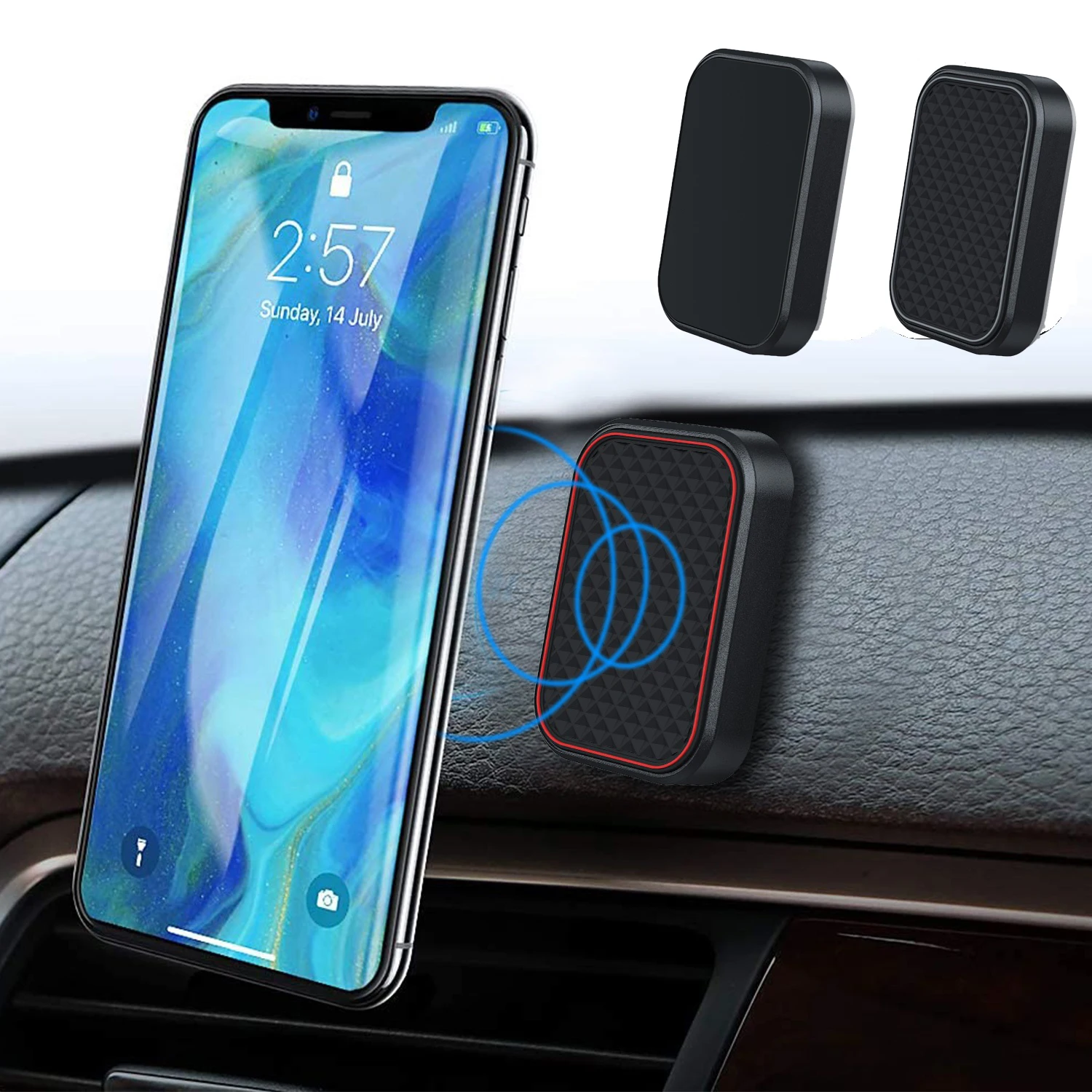 Magnetic Phone Car Mount, Car Phone Holder for Dashboard, Cell Phone Car Kits, Magnet Cell Phone Mount with free Metal Plate