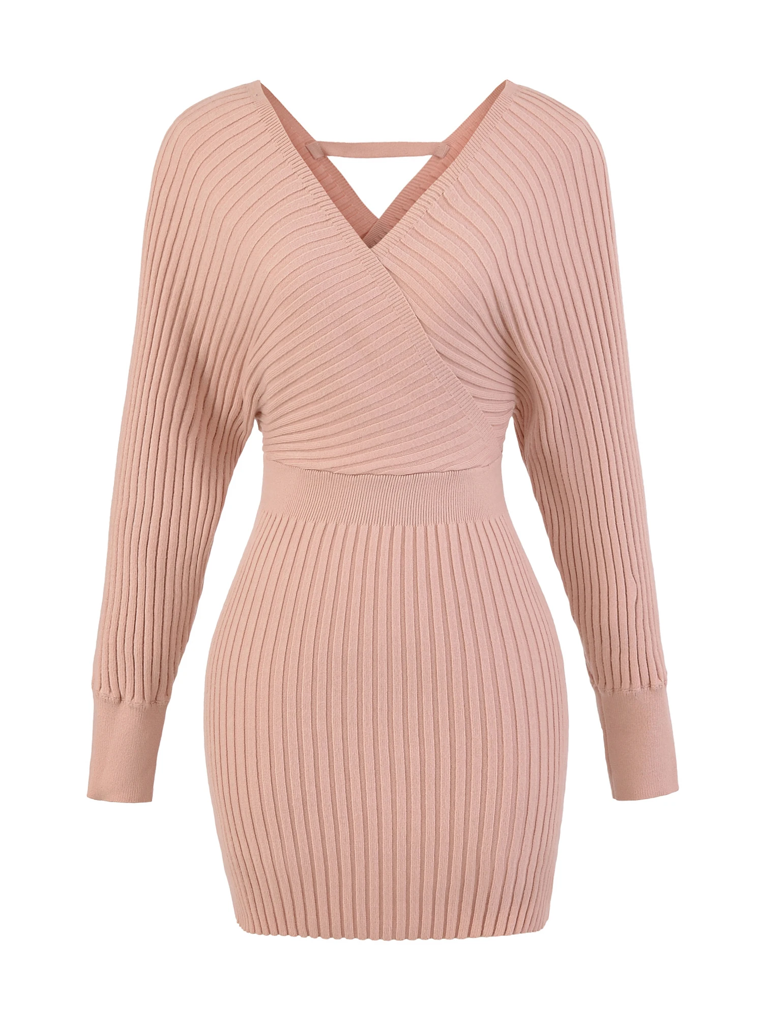 섹시하고 매혹적인 여성용 롱 니트 원숄더 크로스 브이넥 하이웨이스트 슬림핏 바디콘 스커트