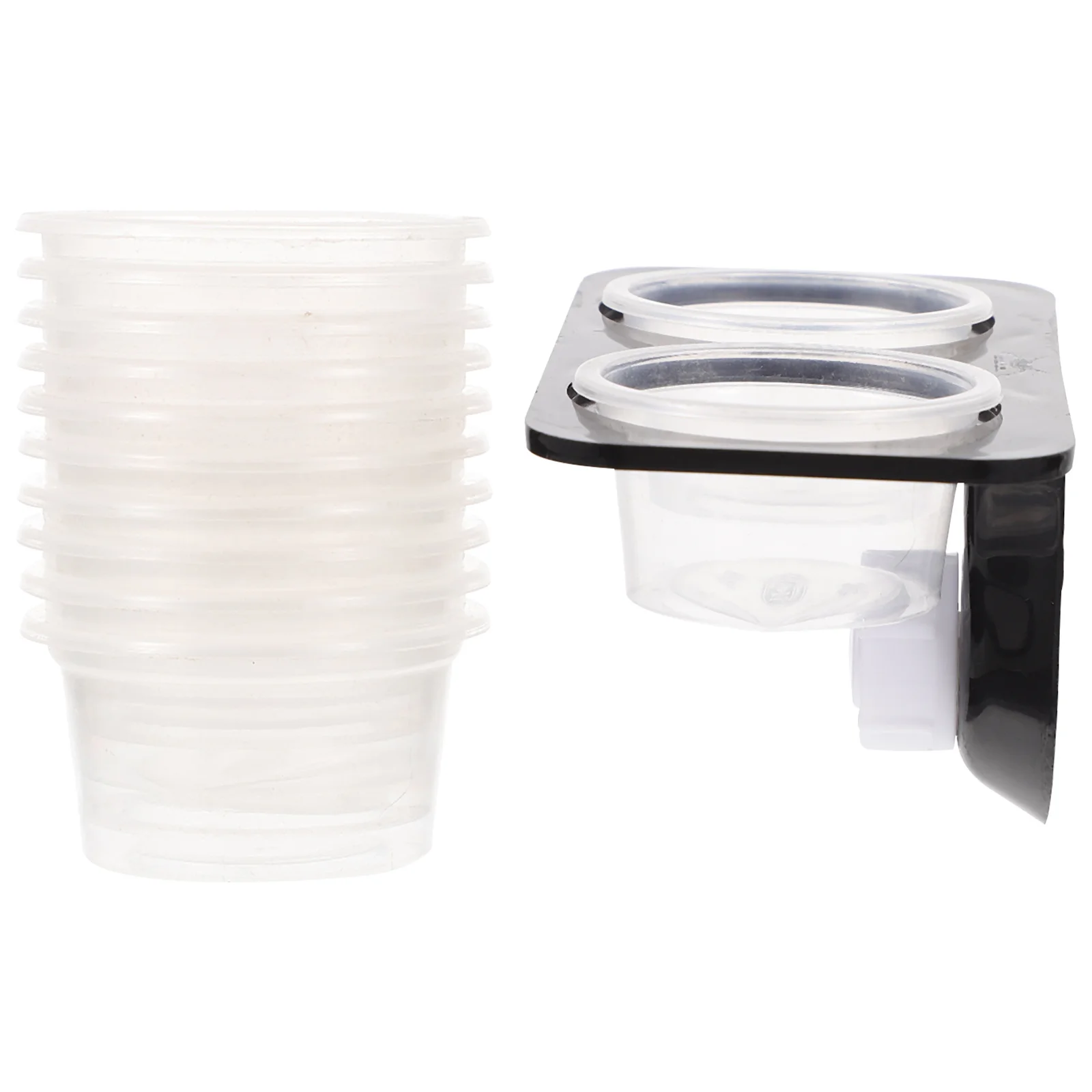 

1 Set Reptile Feeder Double Bowl For Lizard Gecko Food Water Basin Crawling Pet Supplies Escape Proof Worm Container Plastic