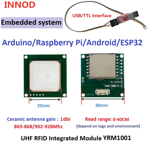 Micro size 50*50MM UHF RFID Module Board TTL Uart Low Power 0-2M USB RFID Module Reader Raspberry Pi Free Android SDK
