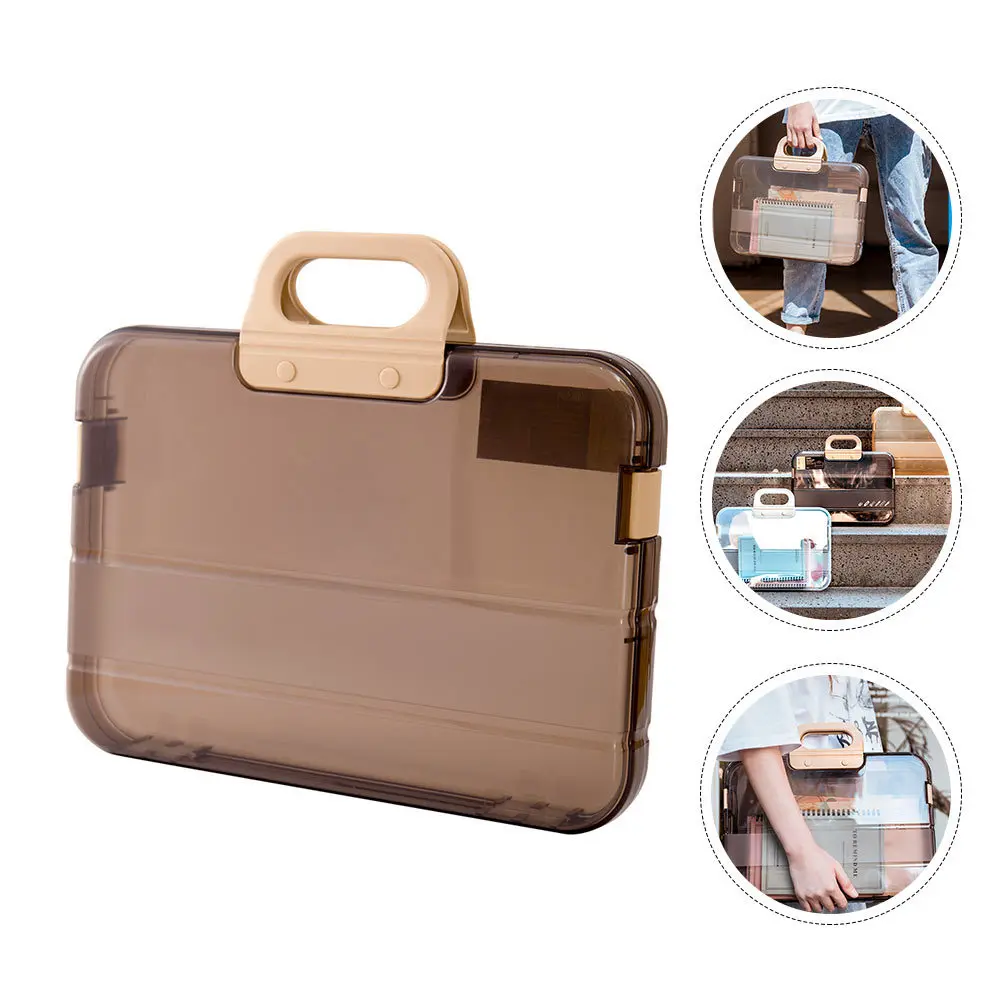 1pc A4 File Box Waterproof Document Organizer For Office Home Study Filer Storage Box Documents Case Folder