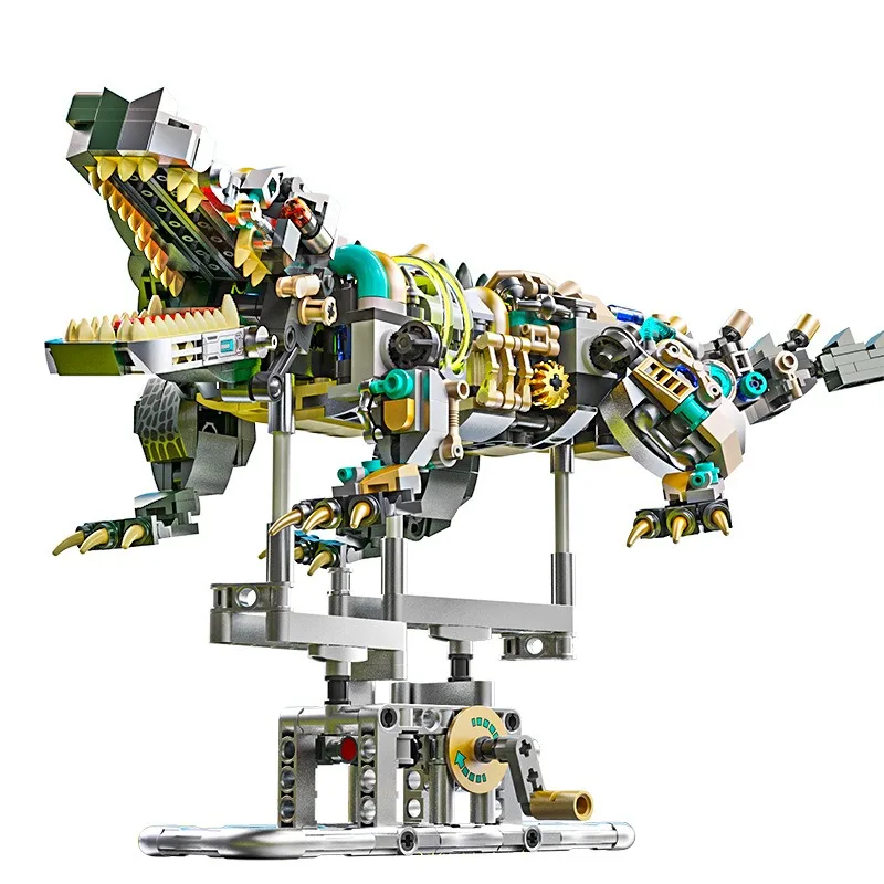 New educational building blocks model semi-mechanical crocodile, building blocks, teaching toys, birthday gifts 996 particles