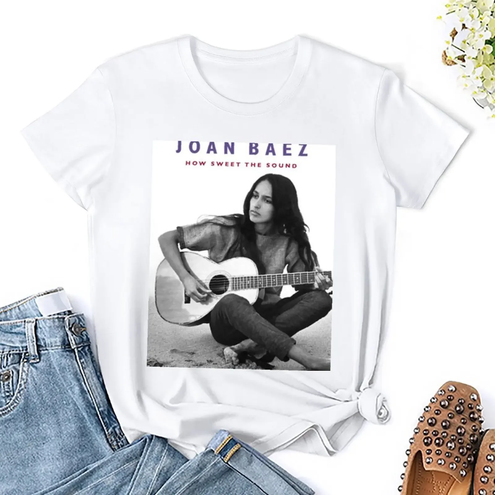 Joan bez-女性用の白いTシャツ,ヒアサンの音がする服,かわいい