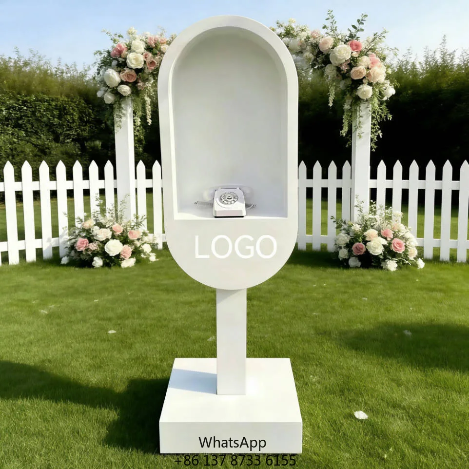 

New Design Audio Guestbook Stand Phone Booth For Wedding Telephone Booth With Light Beige Audio Guestbook Stand