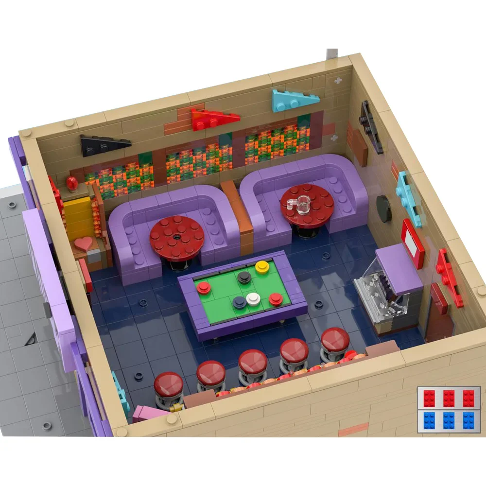 Gobricks MOC Simpsoned Taverna modulare Moe Building Blocks Modello Idea Street View Taverna di Moe Mattoni Assemblaggio Giocattoli Regali per bambini