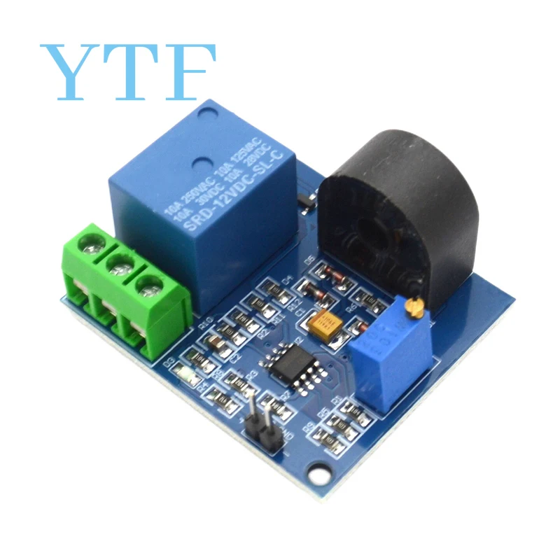 Módulo de Sensor de protección contra sobrecorriente 5A, Sensor de detección de Corriente CA, relé de 12V