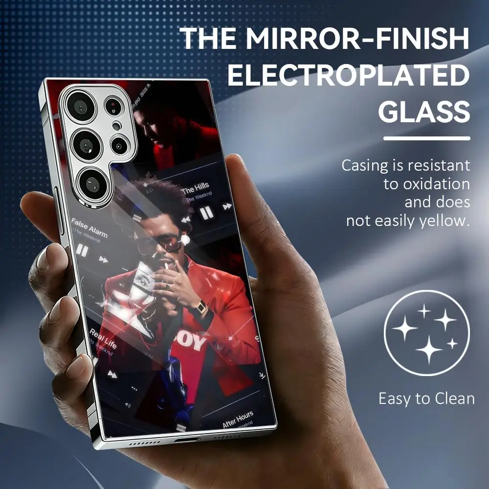 The W-Weeknd Singer Phone Case For Samsung Galaxy S25 S24 S23 Ultra Electroplated Metal Frame Shockproof Cover Phone Case
