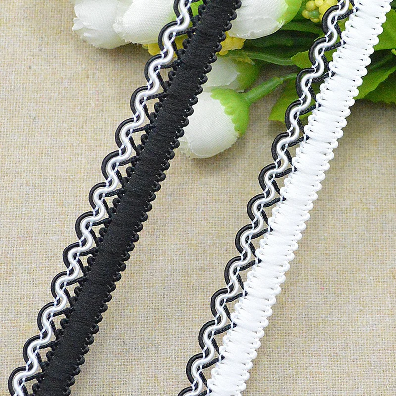 5Meters Wave Trim Sewing Lace Black White Centipede Braided Lace Ribbon Home Party Decoration DIY Clothes Curve Lace Accessories